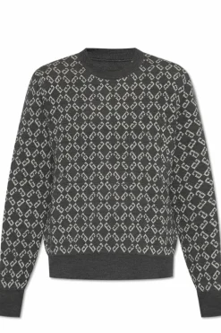Givenchy SZARY Sweter z wyszytym wzorem