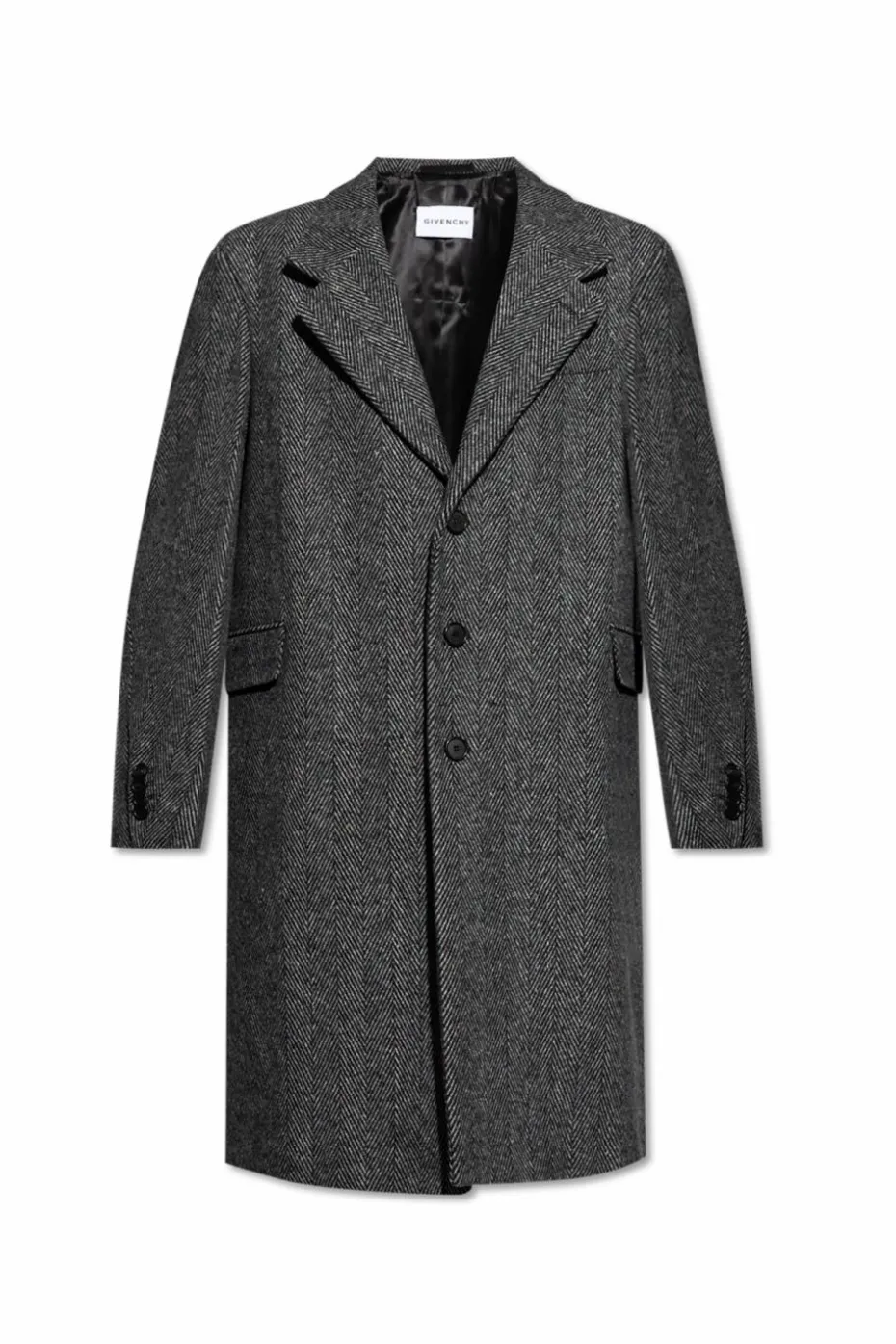Givenchy SZARY Wełniany płaszcz