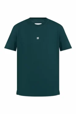 Givenchy ZIELONY Bawełniany t-shirt z wyszytym logo
