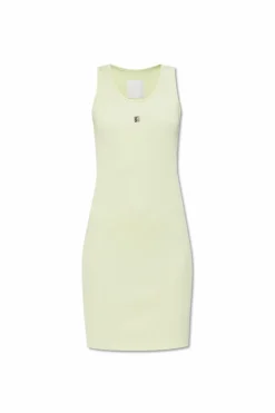 Givenchy ZIELONY Prążkowana sukienka