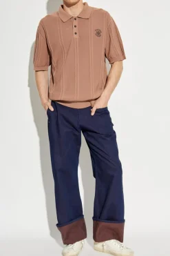 Golden Goose BRĄZOWY Polo z logo
