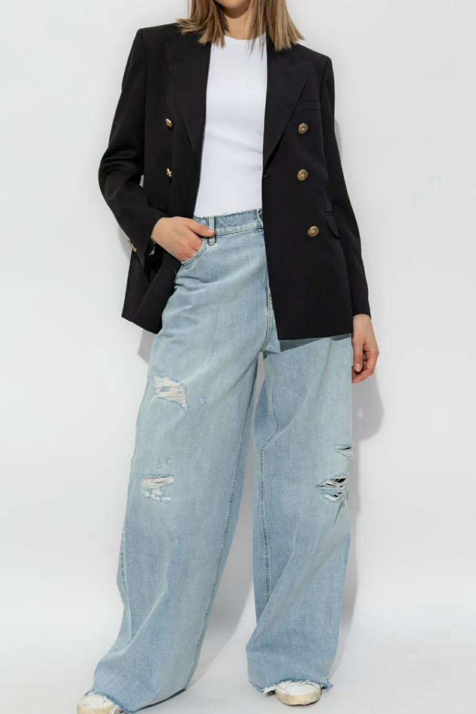 Golden Goose CZARNY Dwurzędowa marynarka