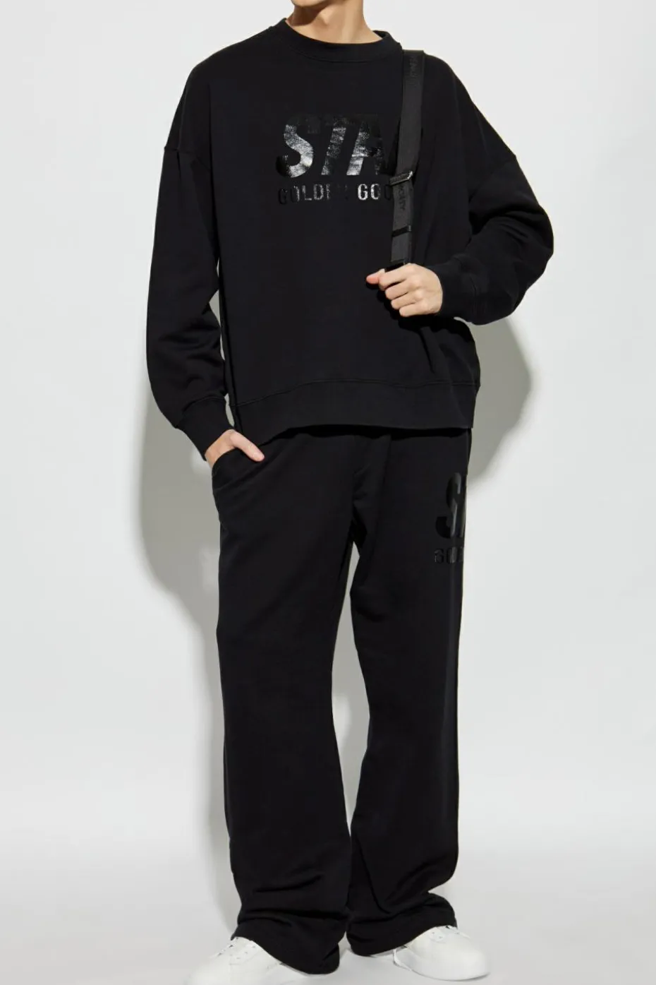 Golden Goose CZARNY Spodnie dresowe z logo