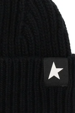 Golden Goose CZARNY Wełniana czapka z logo
