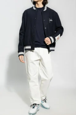 Golden Goose GRANATOWY Sweter z logo