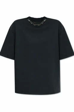 Golden Goose GRANATOWY T-shirt z aplikacjami
