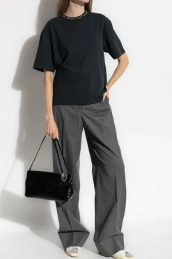 Golden Goose GRANATOWY T-shirt z aplikacjami