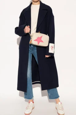 Golden Goose GRANATOWY Wełniany płaszcz
