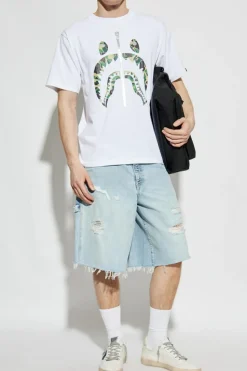 Golden Goose jasnoniebieski Jeansowe szorty z efektem `vintage`