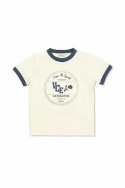 Golden Goose Kids kremowy T-shirt z logo