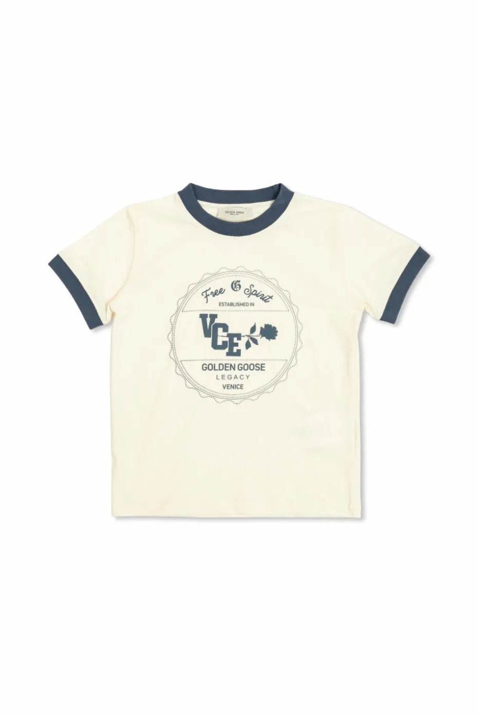 Golden Goose Kids kremowy T-shirt z logo