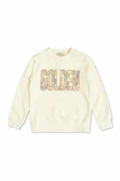 Golden Goose Kids kremowy Bluza z logo