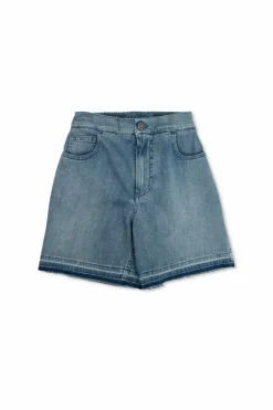 Golden Goose Kids NIEBIESKI Jeansowe szorty z efektem `vintage`