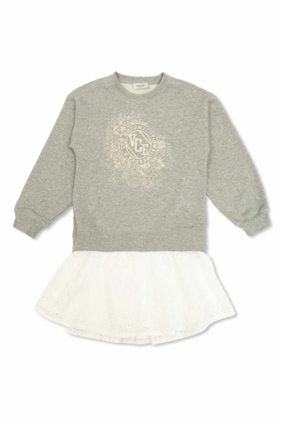 Golden Goose Kids SZARY Sukienka z wyszywanym logo