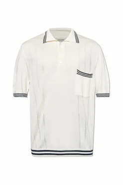 Golden Goose kremowy Polo z paskami