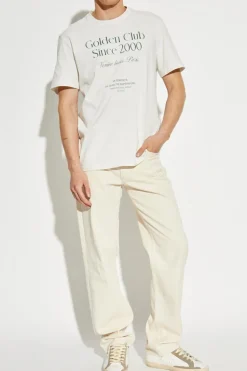 Golden Goose kremowy T-shirt z nadrukiem