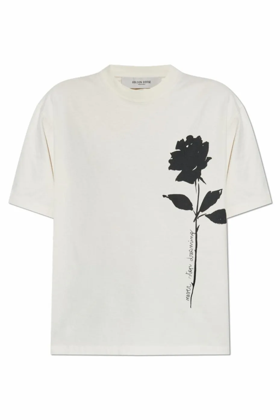Golden Goose kremowy T-shirt z nadrukiem