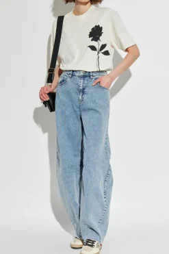 Golden Goose kremowy T-shirt z nadrukiem
