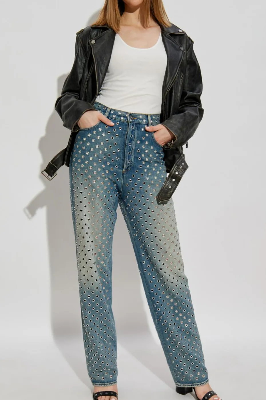 Golden Goose NIEBIESKI Jeansy z aplikacjami