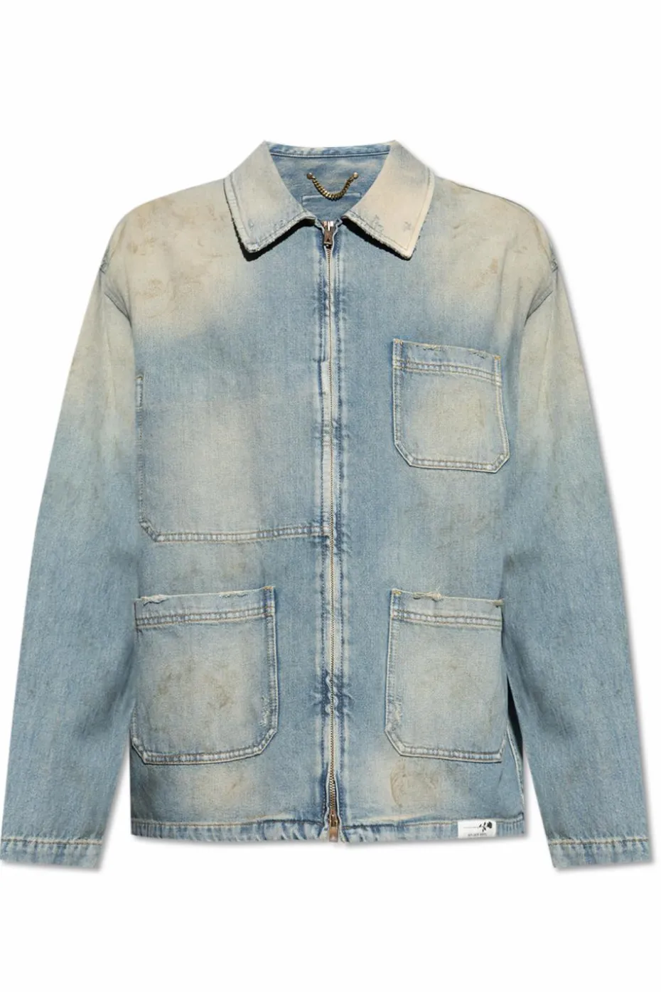 Golden Goose NIEBIESKI Jeansowa kurtka z efektem `vintage`