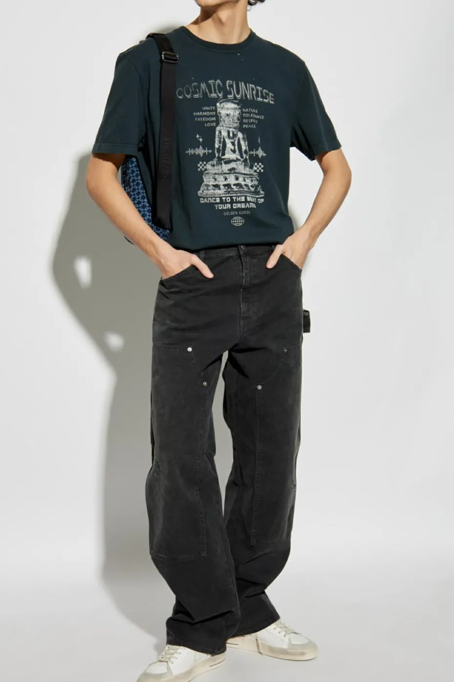 Golden Goose SZARY Jeansy z przetarciami