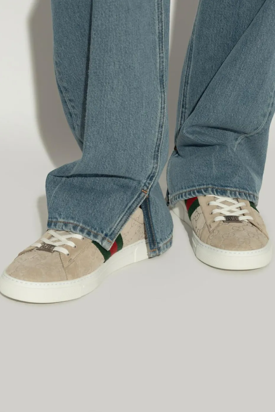 Gucci beżowy Buty sportowe z paskiem ‘Web’