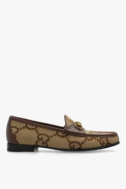 Gucci beżowy Buty typu ‘loafers’ z monogramem