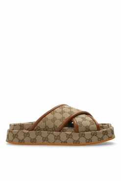 Gucci beżowy Klapki na platformie