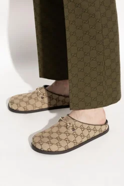 Gucci beżowy Klapki z klamrą `Horsebit`