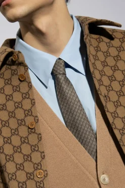 Gucci beżowy Krawat z monogramem