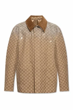 Gucci beżowy Kurtka z połyskującymi aplikacjami