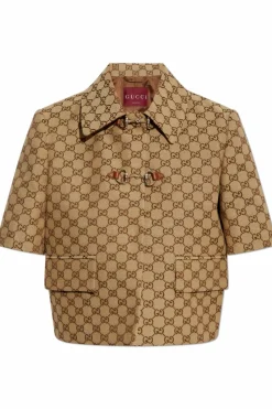 Gucci beżowy Marynarka z krótkimi rękawami