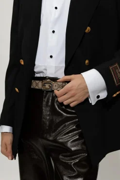 Gucci beżowy Pasek z monogramem