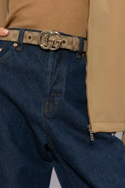 Gucci beżowy Pasek z monogramem