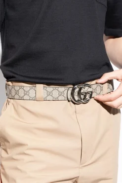 Gucci beżowy Pasek ze wzorem `GG`