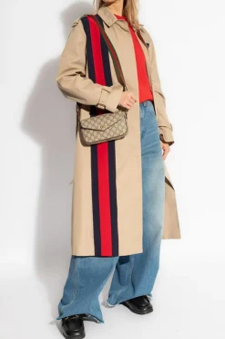 Gucci beżowy Płaszcz z pasem ‘Web’