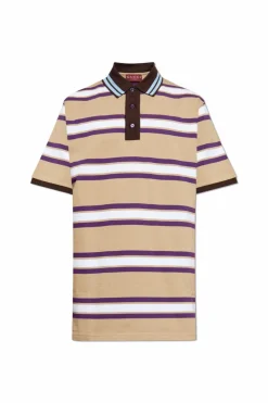 Gucci beżowy Polo ze wzorem w pasy