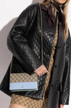 Gucci beżowy Portfel na łańcuchu `GG Marmont`