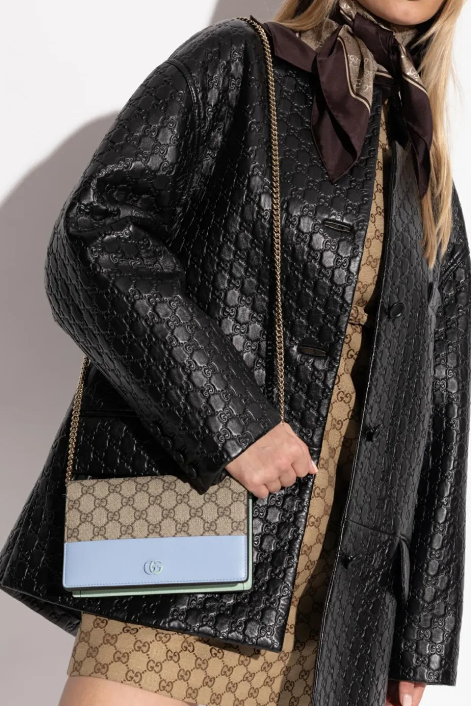 Gucci beżowy Portfel na łańcuchu `GG Marmont`
