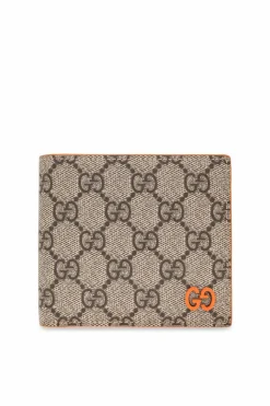 Gucci beżowy Portfel z płótna `GG Supreme`