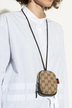 Gucci beżowy Saszetka na skórzanym pasku