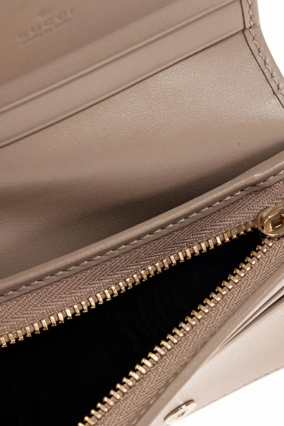 Gucci beżowy Skórzany portfel `GG Marmont Mini`