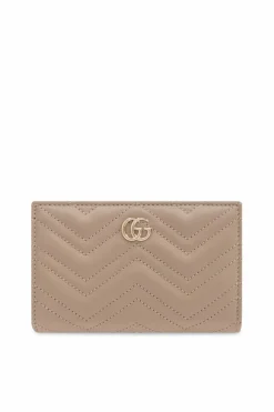 Gucci beżowy Skórzany portfel z logo