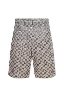 Gucci beżowy Szorty z połyskującymi aplikacjami