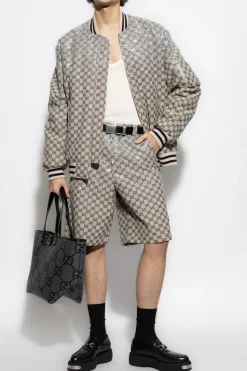 Gucci beżowy Szorty z połyskującymi aplikacjami