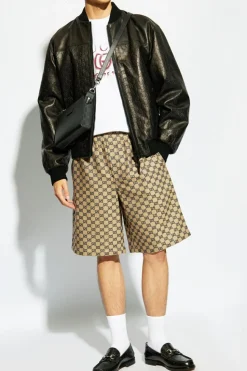 Gucci beżowy Szorty ze wzorem `GG`