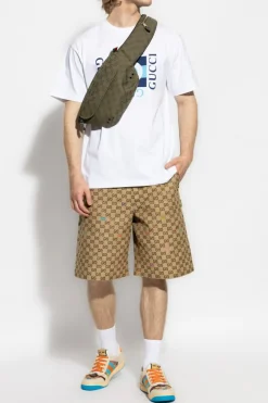 Gucci beżowy Szorty ze wzorem `GG`