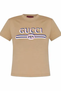 Gucci beżowy T-shirt z logo
