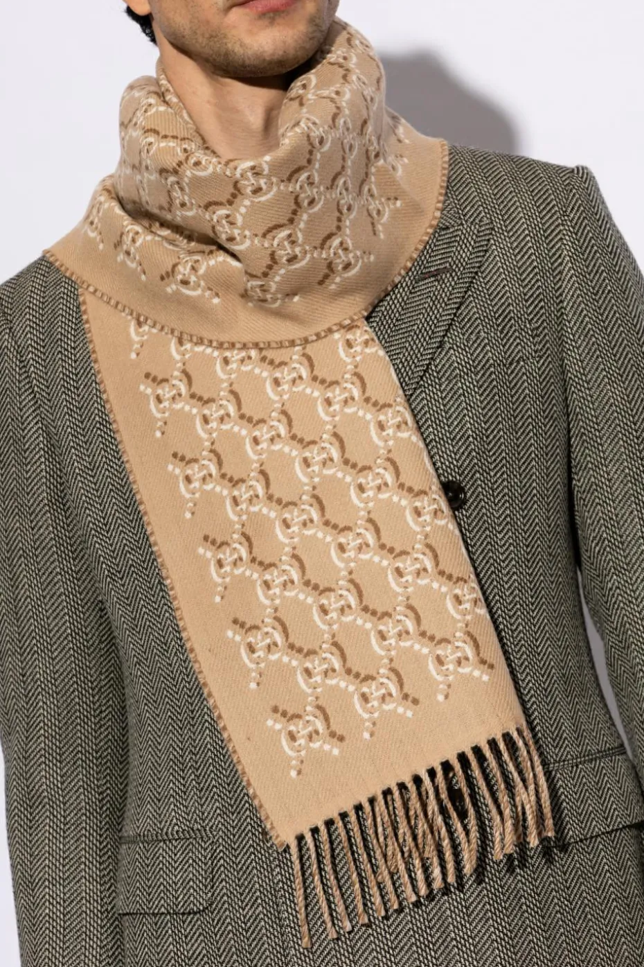 Gucci beżowy Wełniany szal