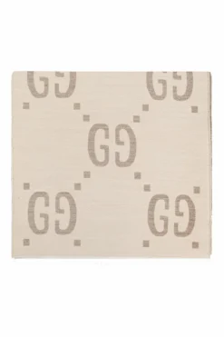 Gucci beżowy Wełniany szal z logo